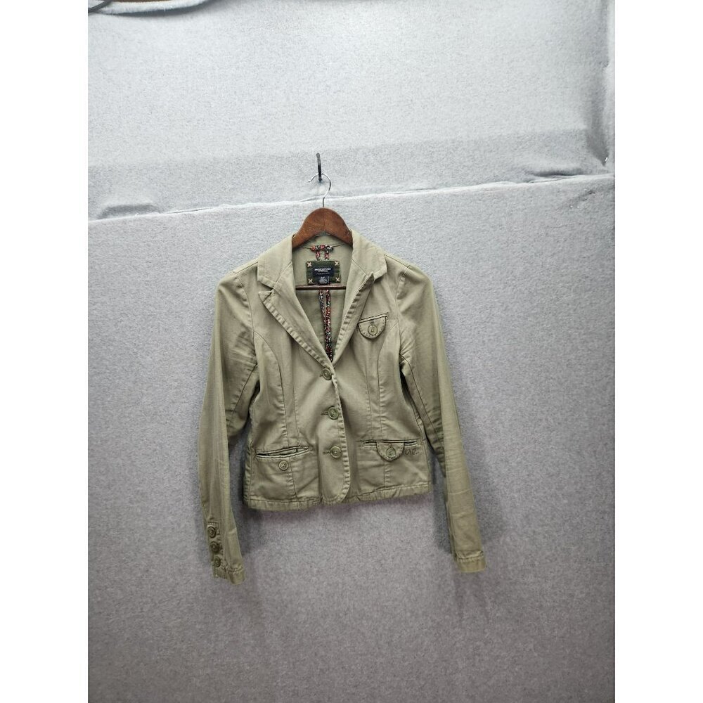 American Eagle Outfitters Khaki Blazer Jacket Womens S/P 100% Cotton